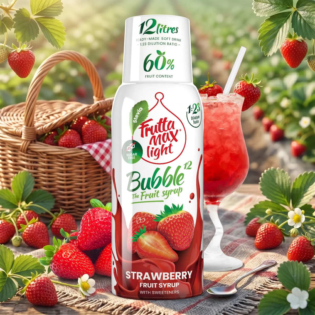 Fruttamax Sirop de căpșuni Light Fără zahăr adăugat 500 ml Picnic